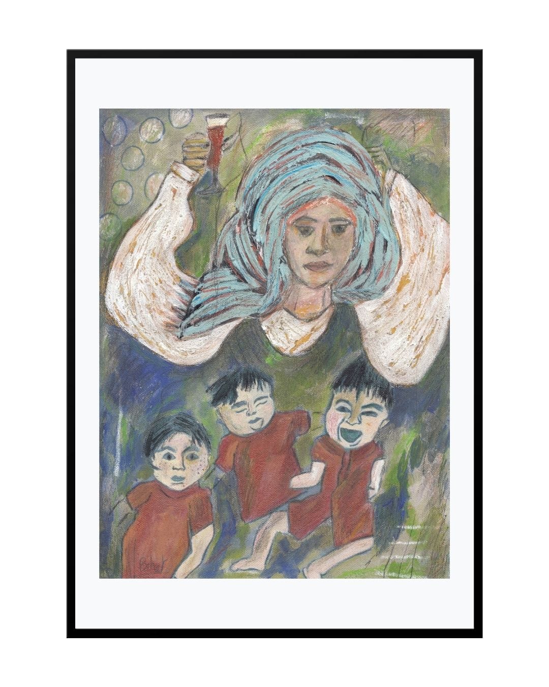 Posters, Prints, & Visual Artwork Mother and Triplets Print - Drunk Mother